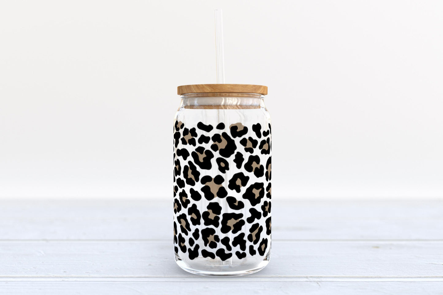 Cheetah Glass Can Cup