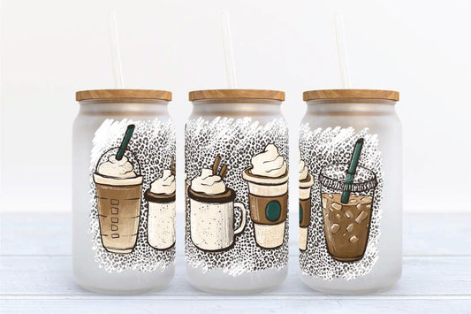 Cheetah Coffee Glass Can Cup
